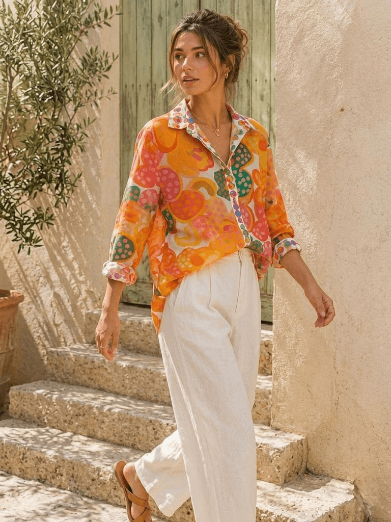 Chemise manches longues imprimé floral