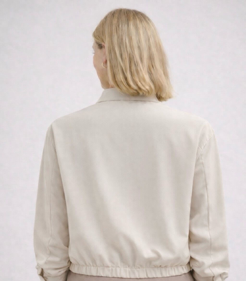 Veste chemise unie à col mao lavallière beige - Lola