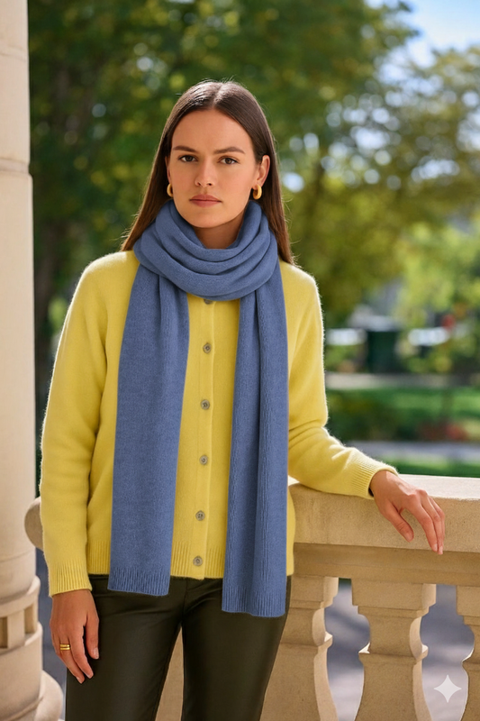 Écharpe rectangulaire uni - Bleu jean