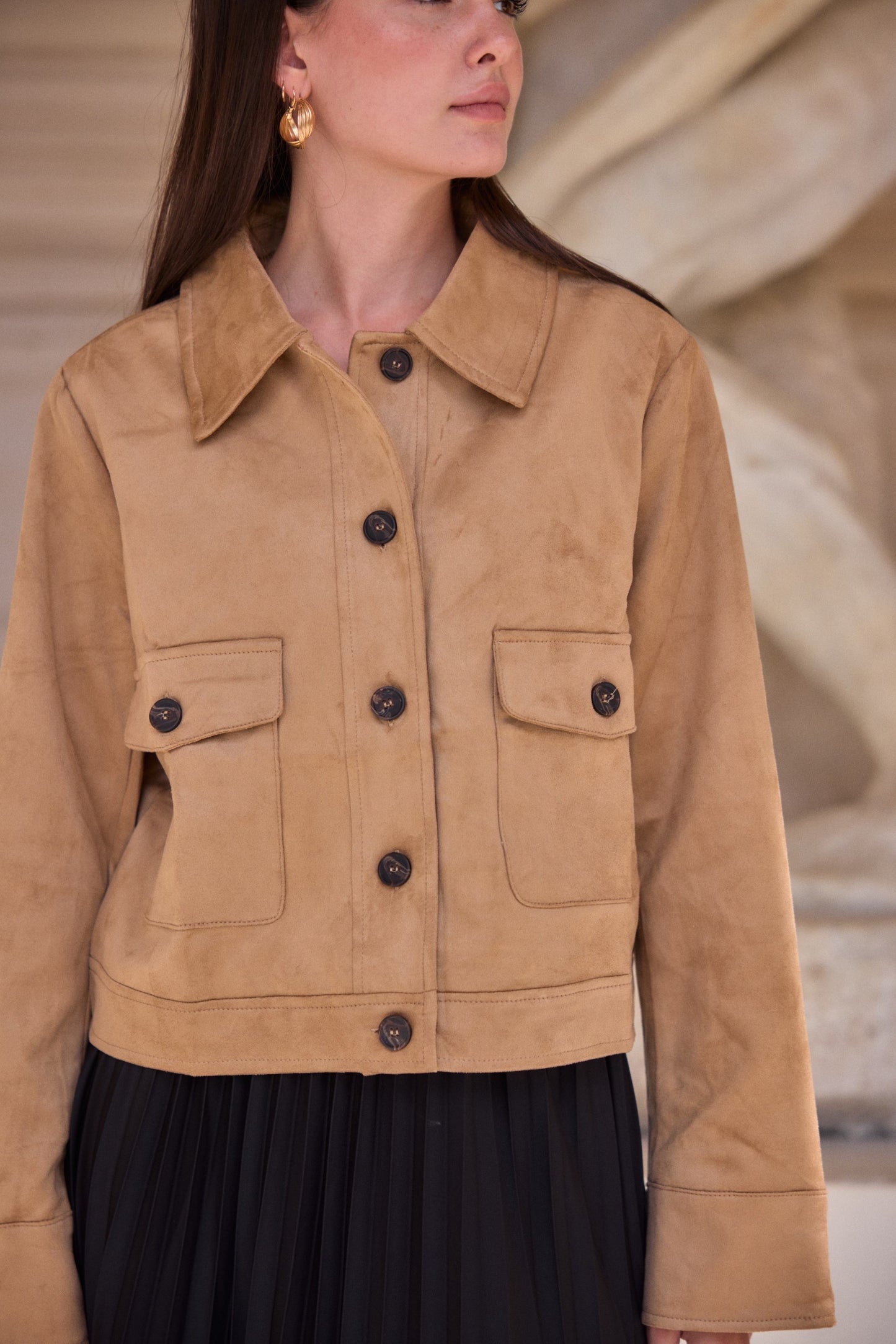 Veste blouson en Daim classique femme chic automne hiver - Becky