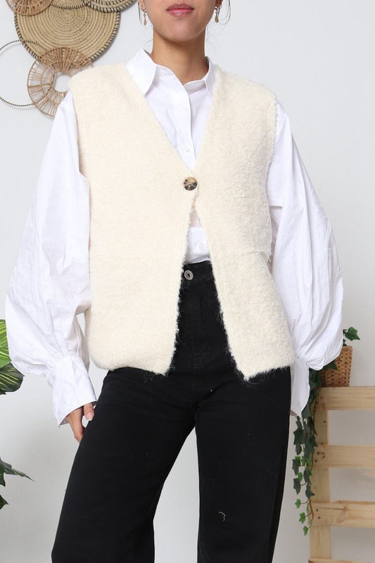 Gilet sans manches Beige - Cécile