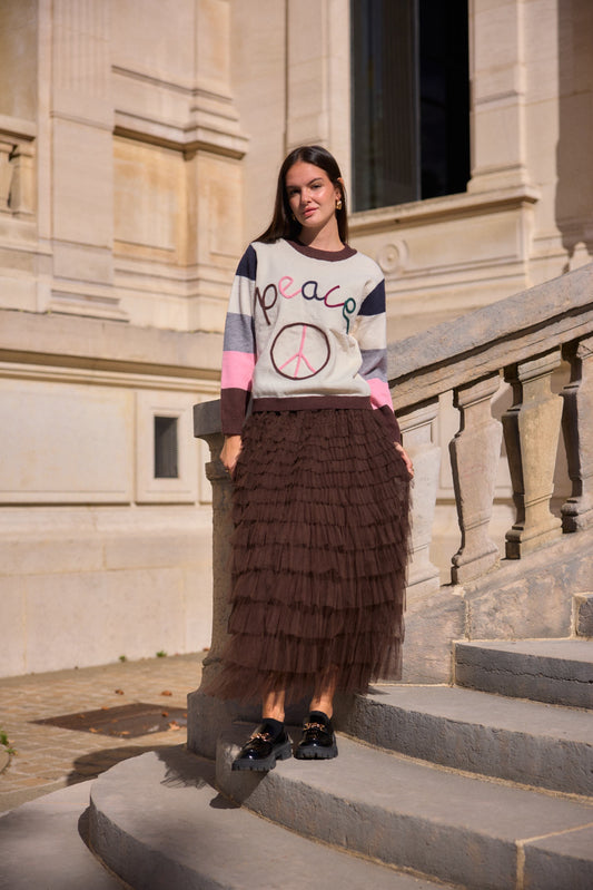 Pull col rond PEACE - Jenna