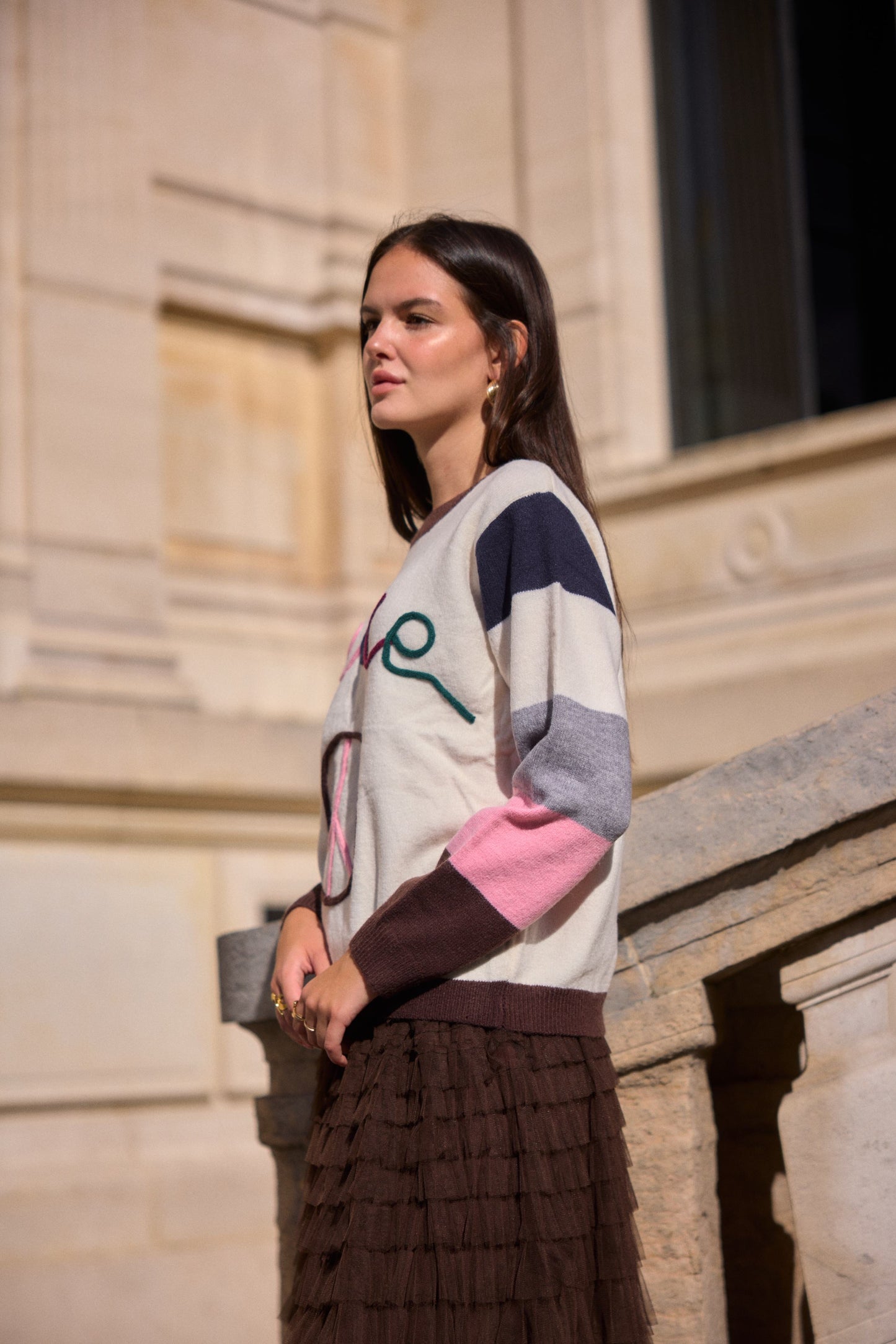 Pull col rond PEACE - Jenna