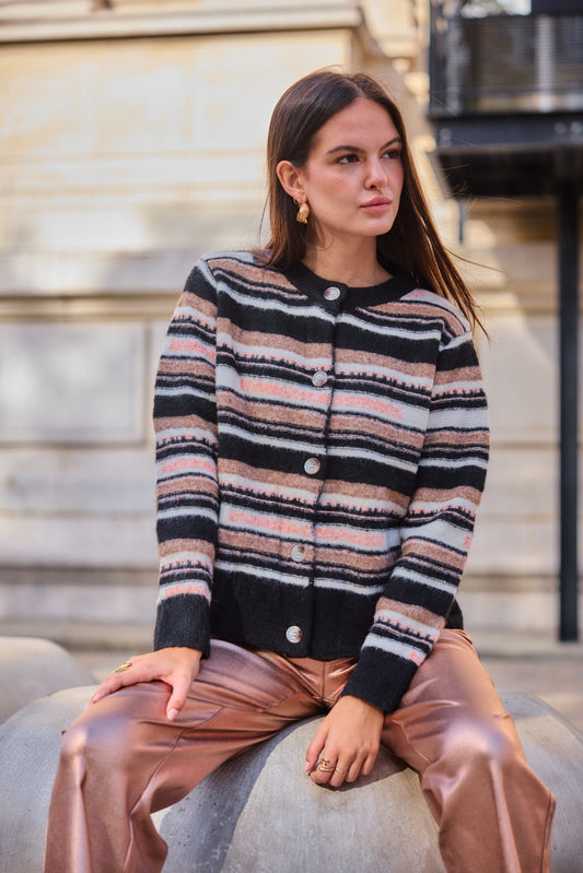 Gilet à rayures manches longue - Anaelle