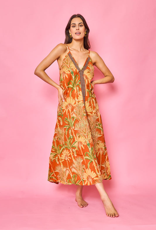 Robe longue trapèze voile de coton Léa - Orice