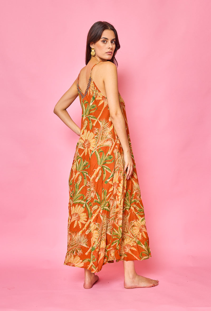 Robe longue trapèze voile de coton Léa - Orice