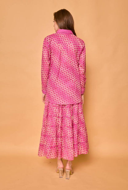 Chemise manches longues à pois en coton