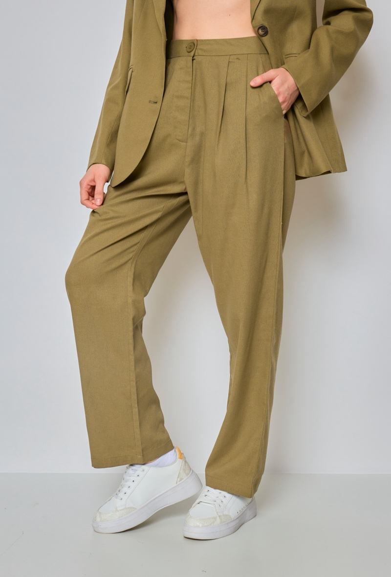 Pantalon tailleur fluide à pince en Lin - Orice