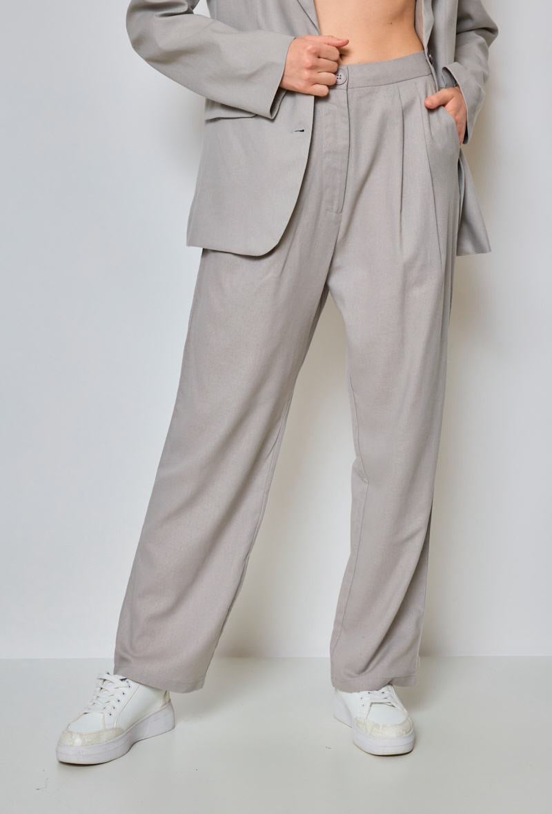 Pantalon tailleur fluide à pince en Lin - Orice