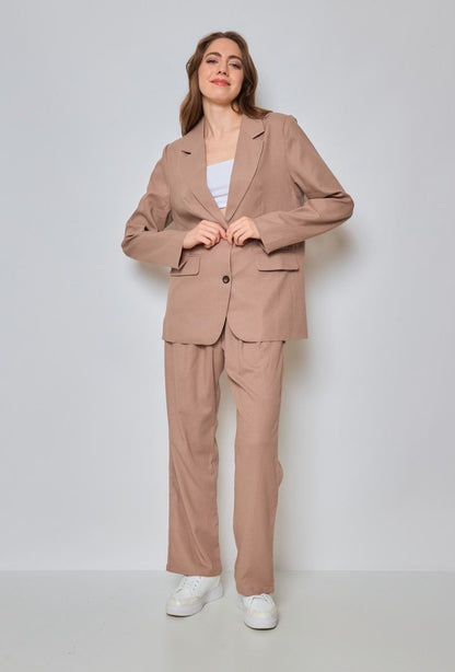 Pantalon tailleur fluide à pince en Lin - Orice