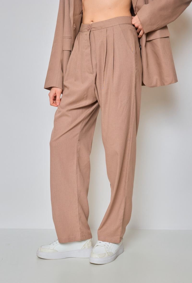 Pantalon tailleur fluide à pince en Lin - Orice