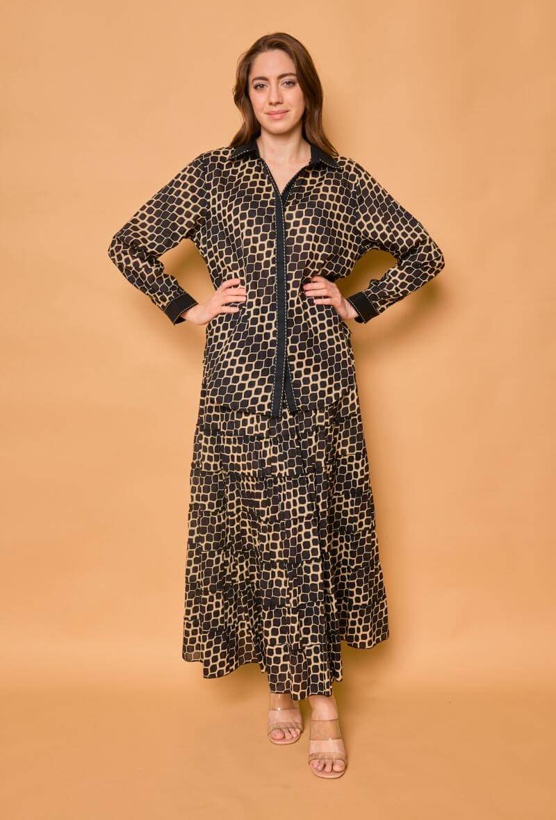 Chemise manches longues à pois en coton