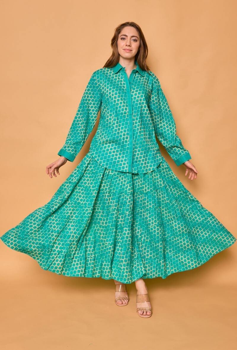 Chemise manches longues à pois en coton