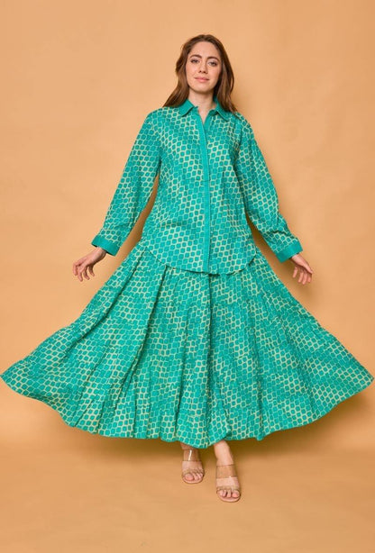 Chemise manches longues à pois en coton