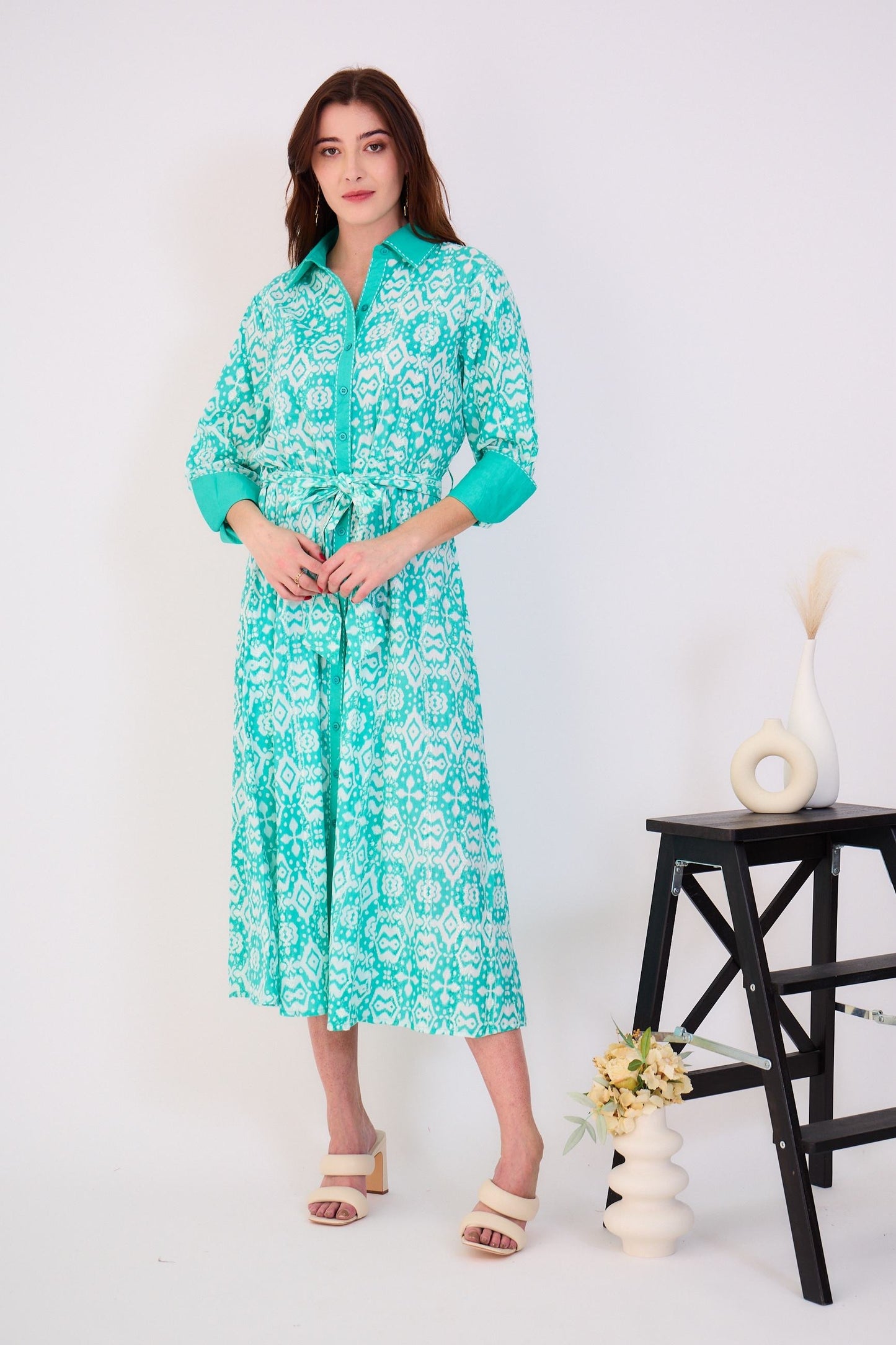 Robe chemise midi en coton - Orice