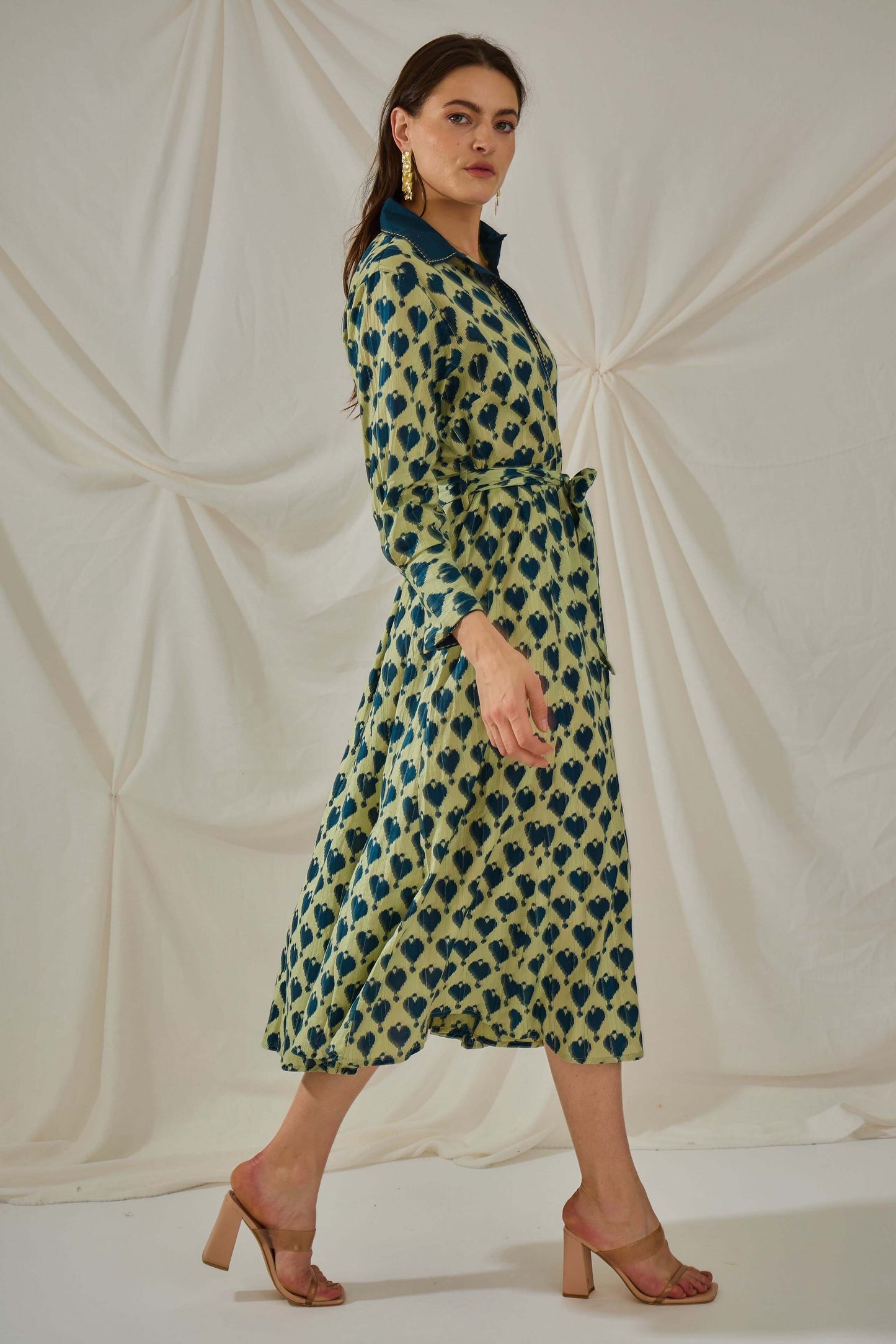 Robe chemise mi-long en coton