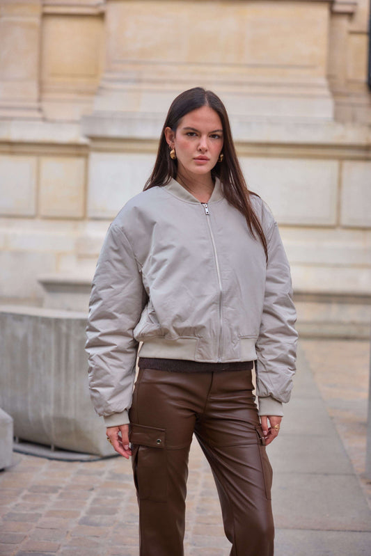 Bomber court intemporelle Beige classique - Joana