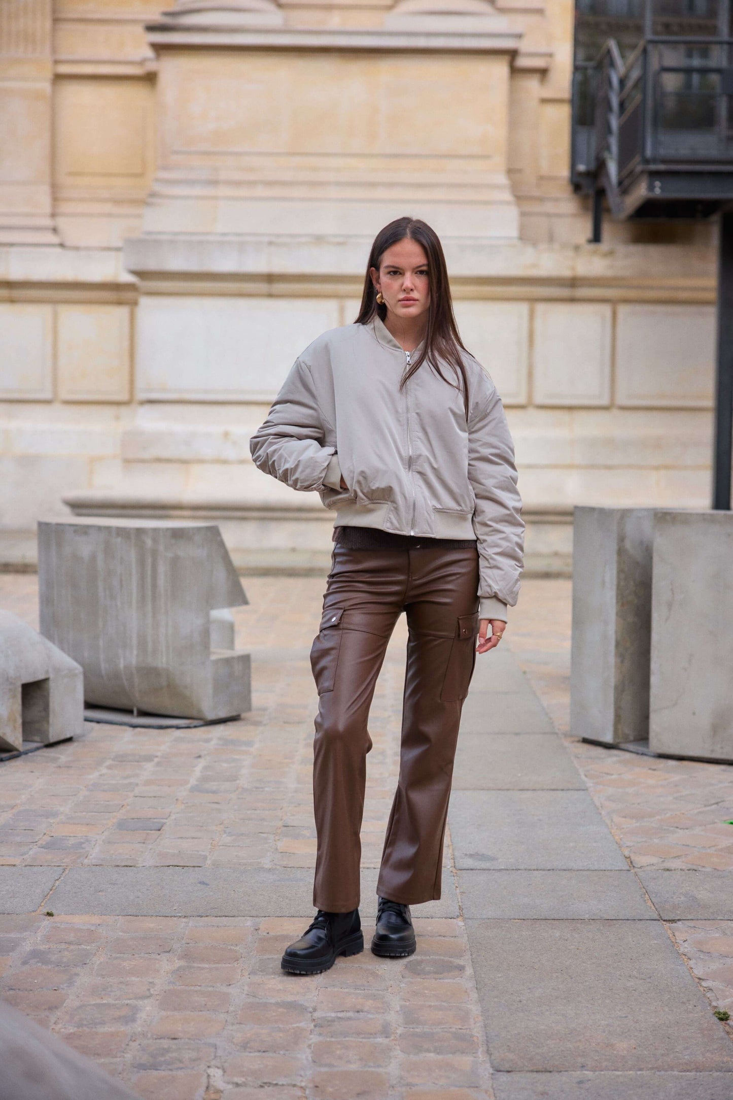 Bomber court intemporelle Beige classique - Joana