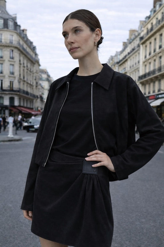 Veste mi-saison classique asymétrique noir