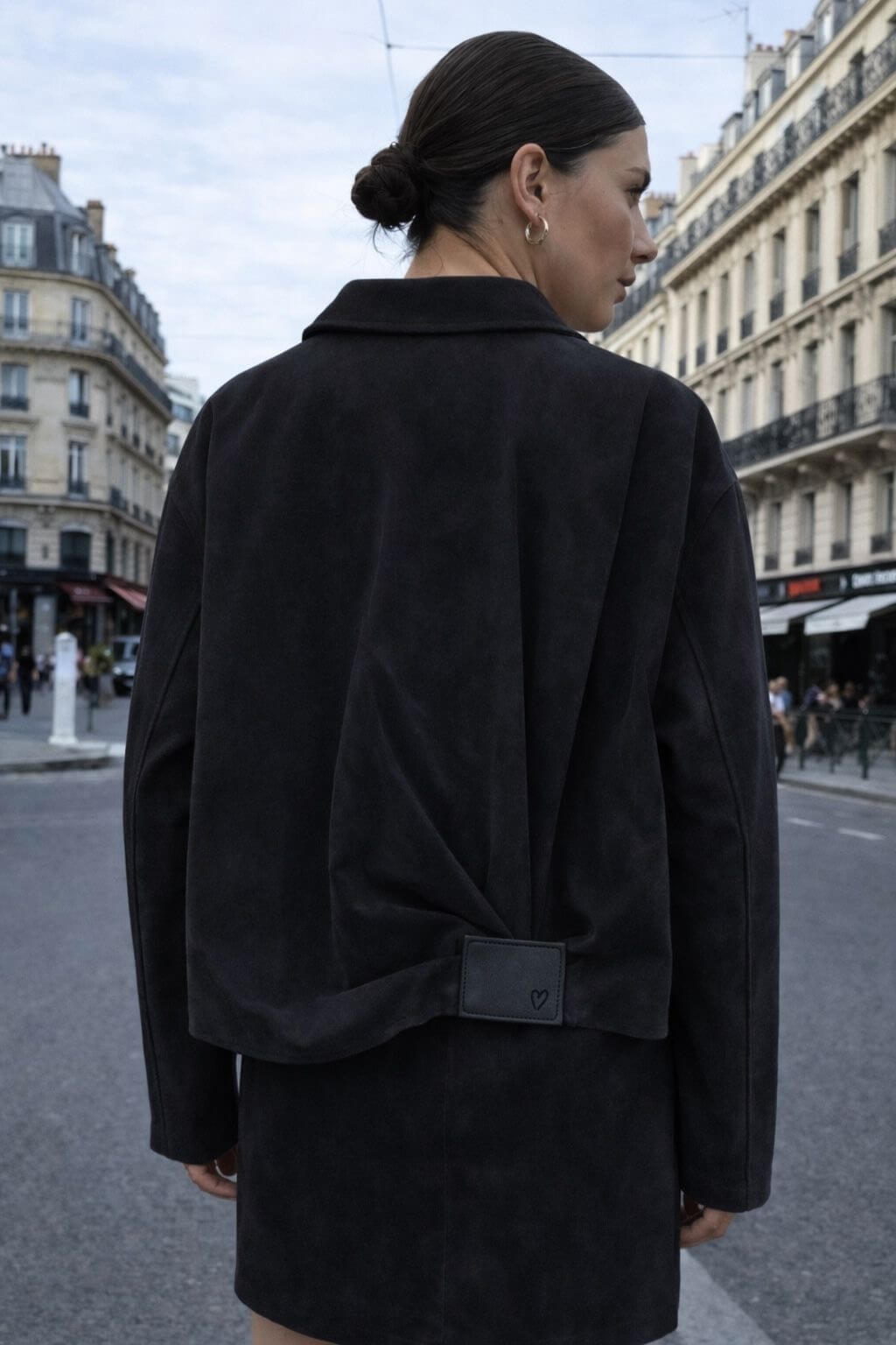 Veste mi-saison classique asymétrique noir