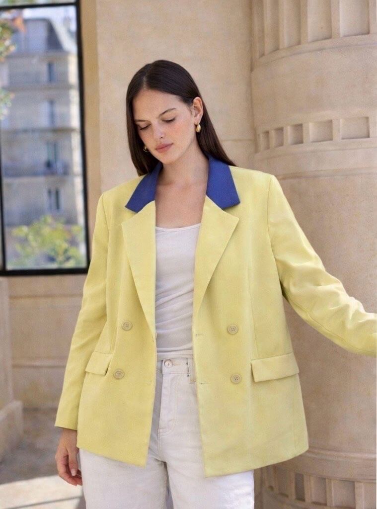 Blazer ample en jean à double boutonnage