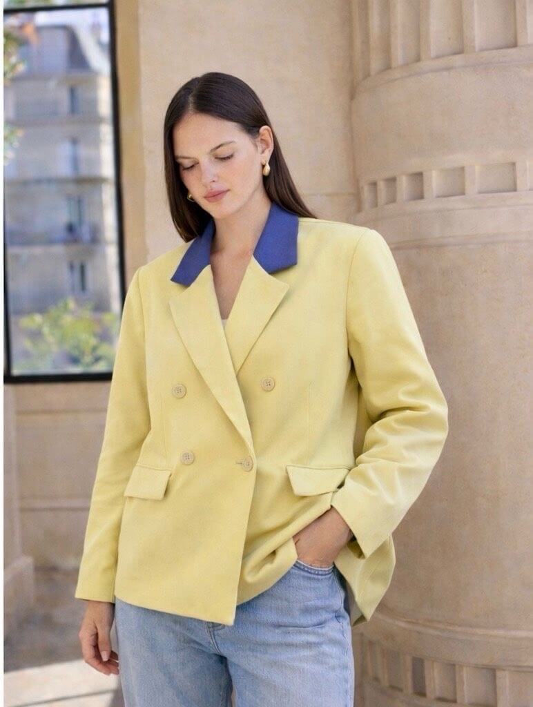 Blazer ample en jean à double boutonnage