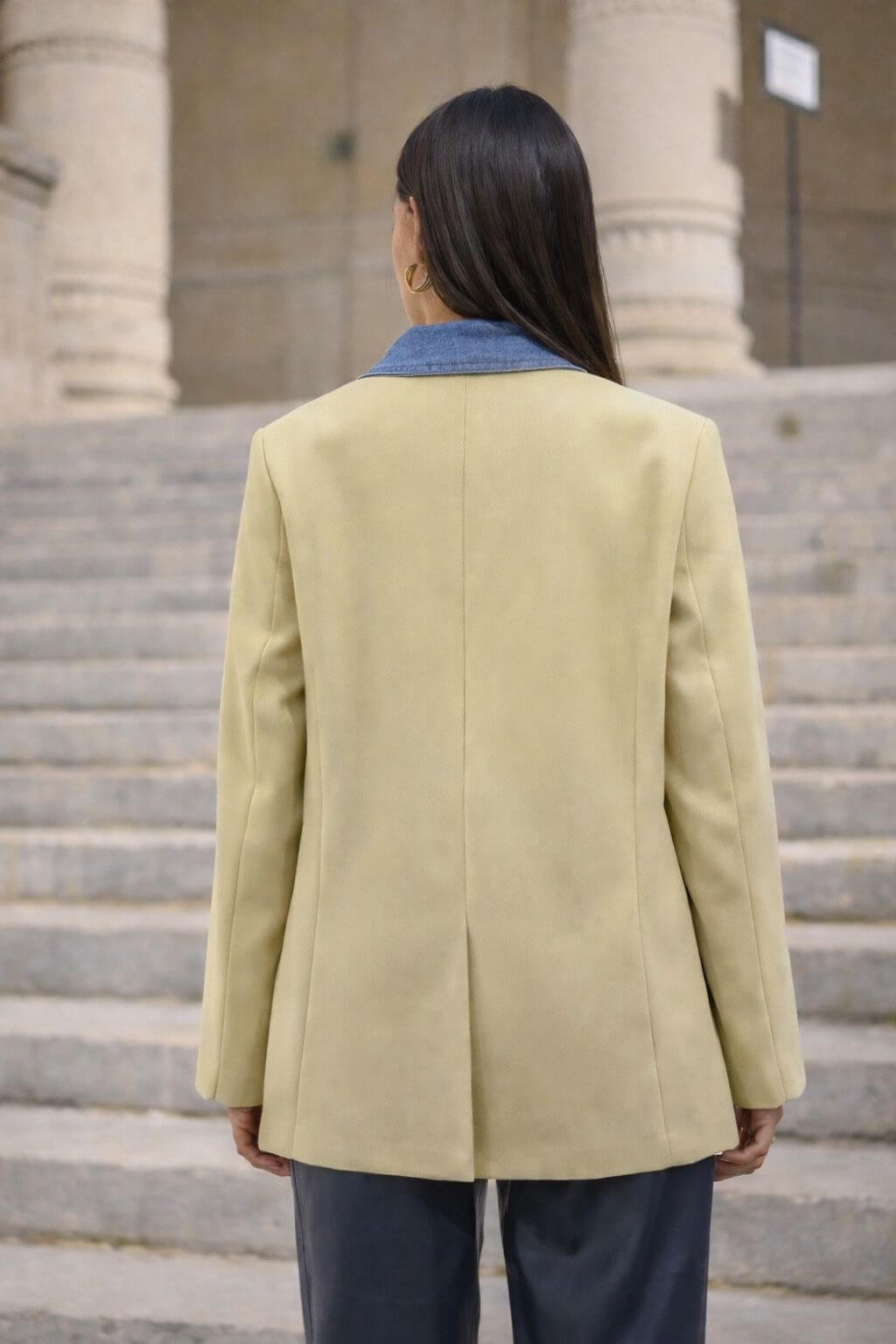 Blazer ample en jean à double boutonnage