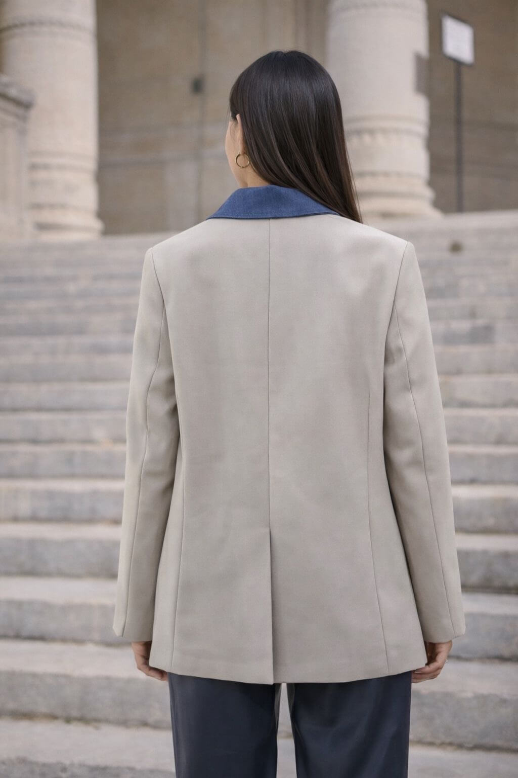 Blazer ample en jean à double boutonnage