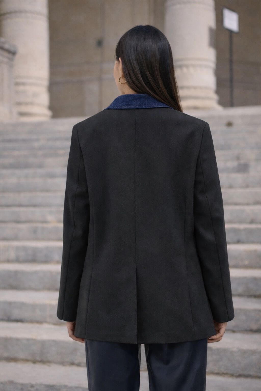 Blazer ample en jean à double boutonnage