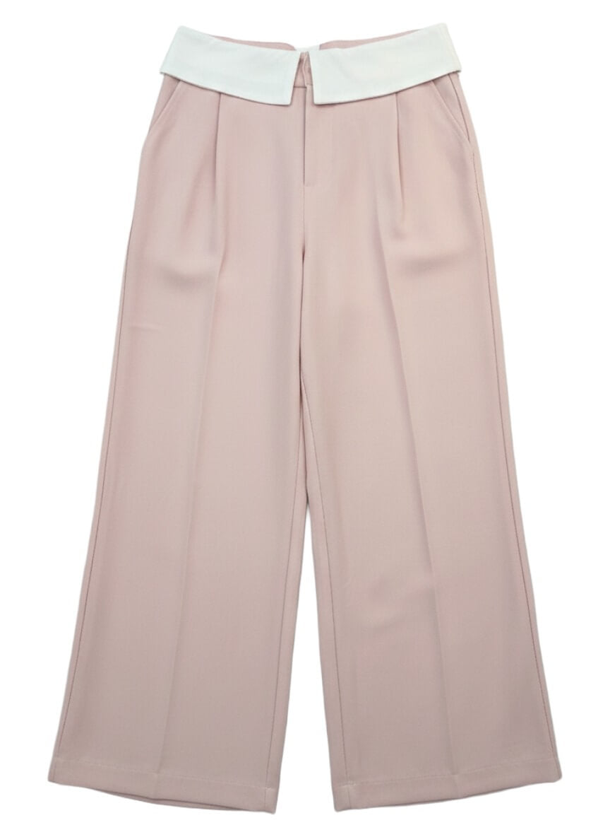 Pantalon large taille haute rose clair - Sarah