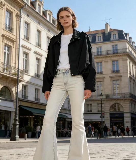 Veste bomber revissée à col revers - Mi-saison