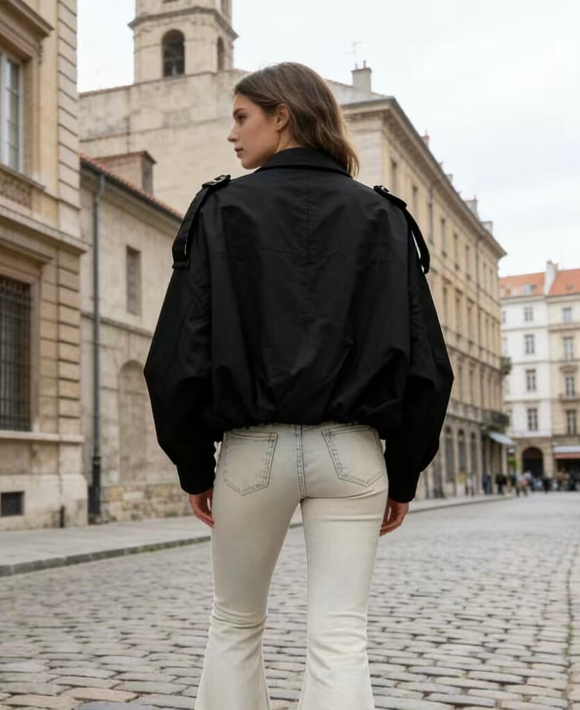 Veste bomber revissée à col revers - Mi-saison
