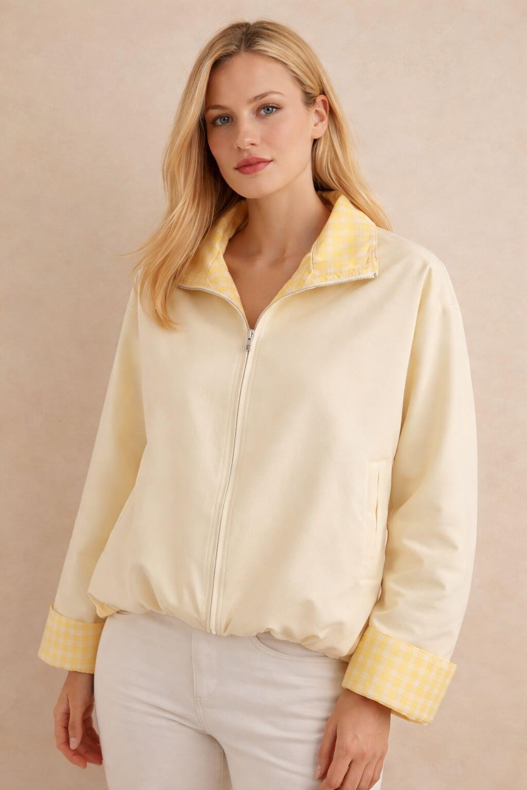 Veste réversible 2-en- 1 à carreaux femme