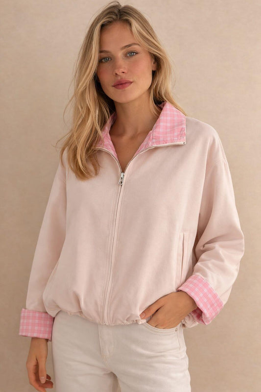 Veste réversible 2-en- 1 à carreaux femme