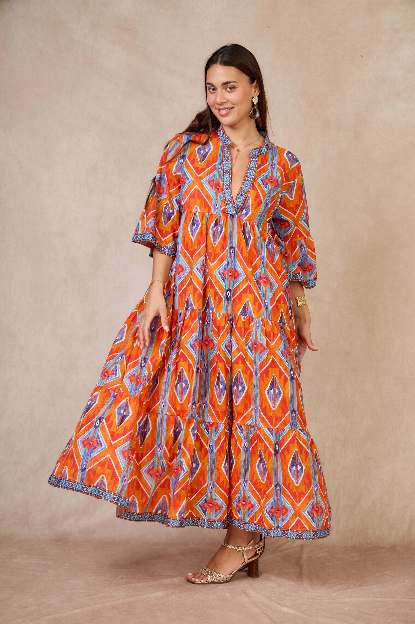 Robe longue évasée Batik coton - Orice Paris