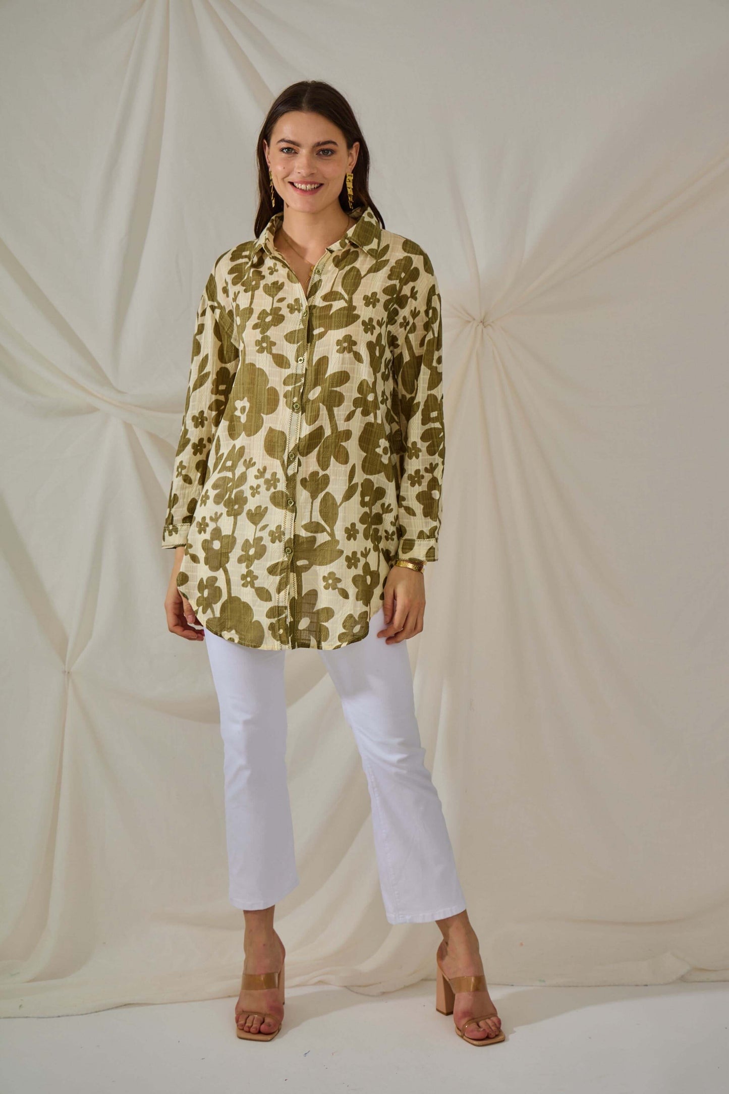 Chemise bohème en coton à motifs floraux - Orice