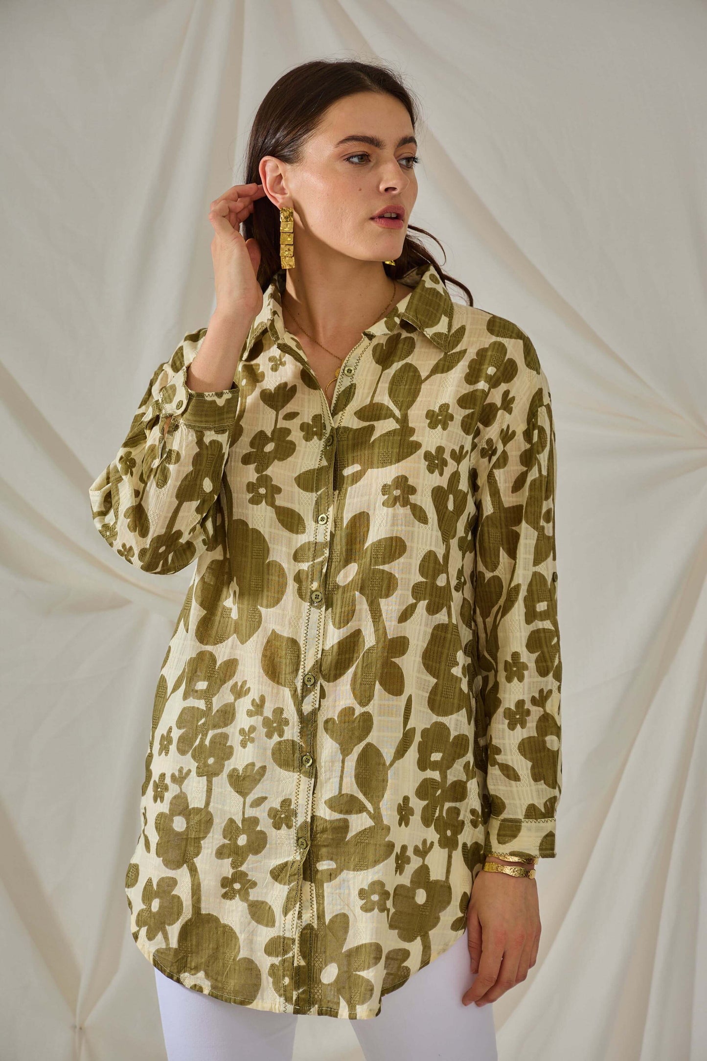 Chemise bohème en coton à motifs floraux - Orice