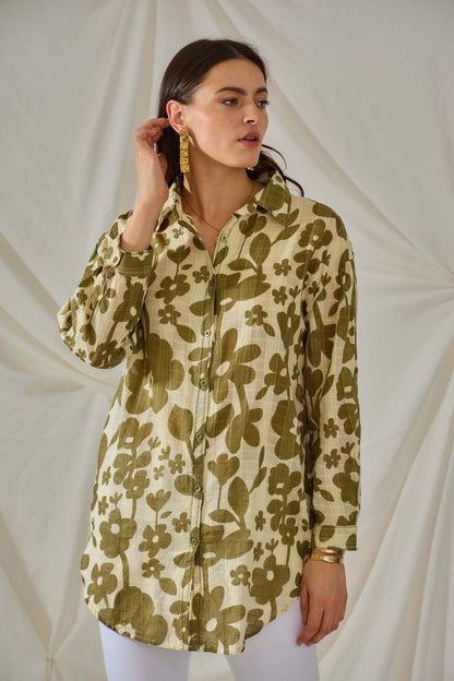 Chemise bohème en coton à motifs floraux - Orice
