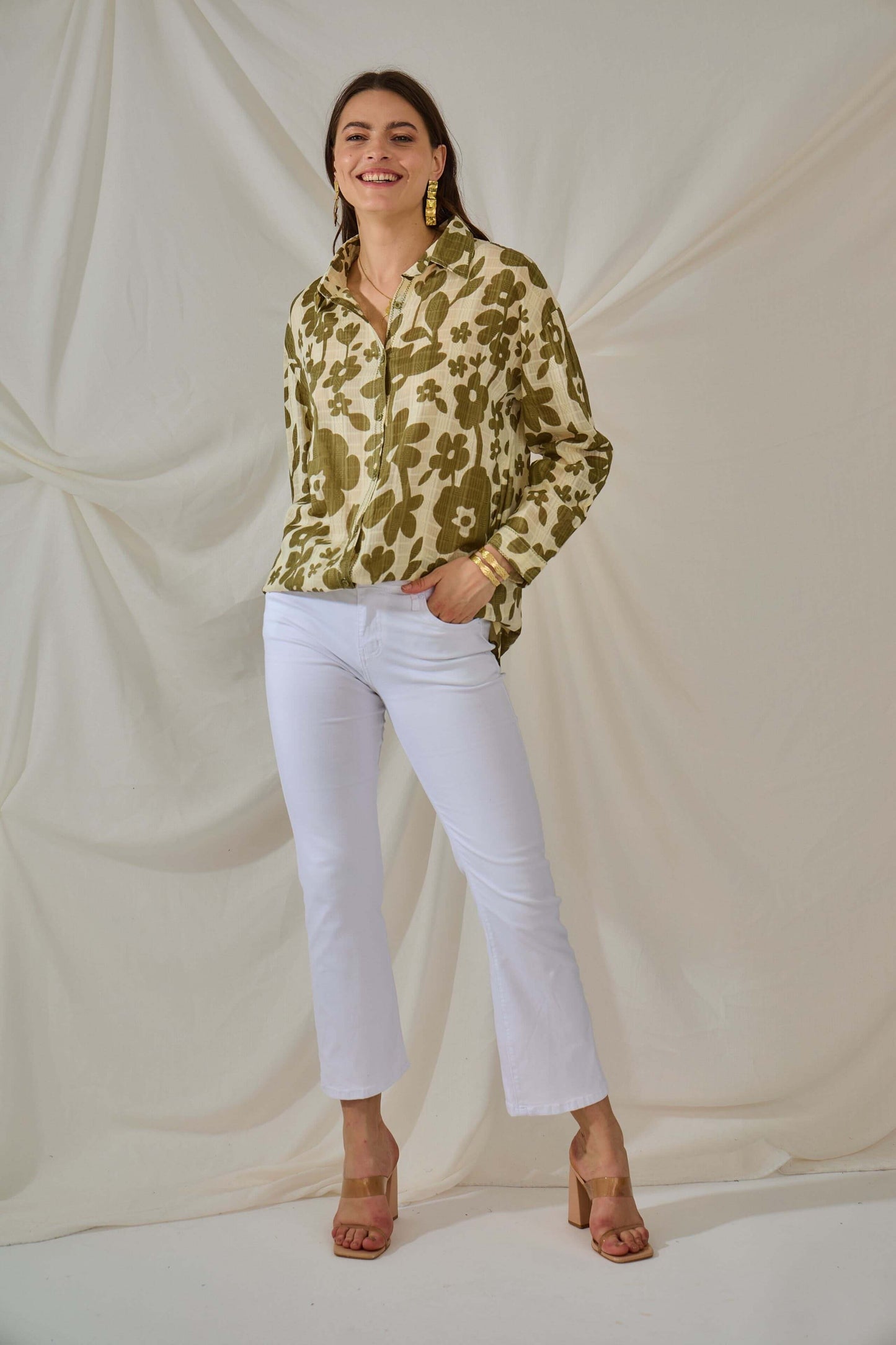 Chemise bohème en coton à motifs floraux - Orice