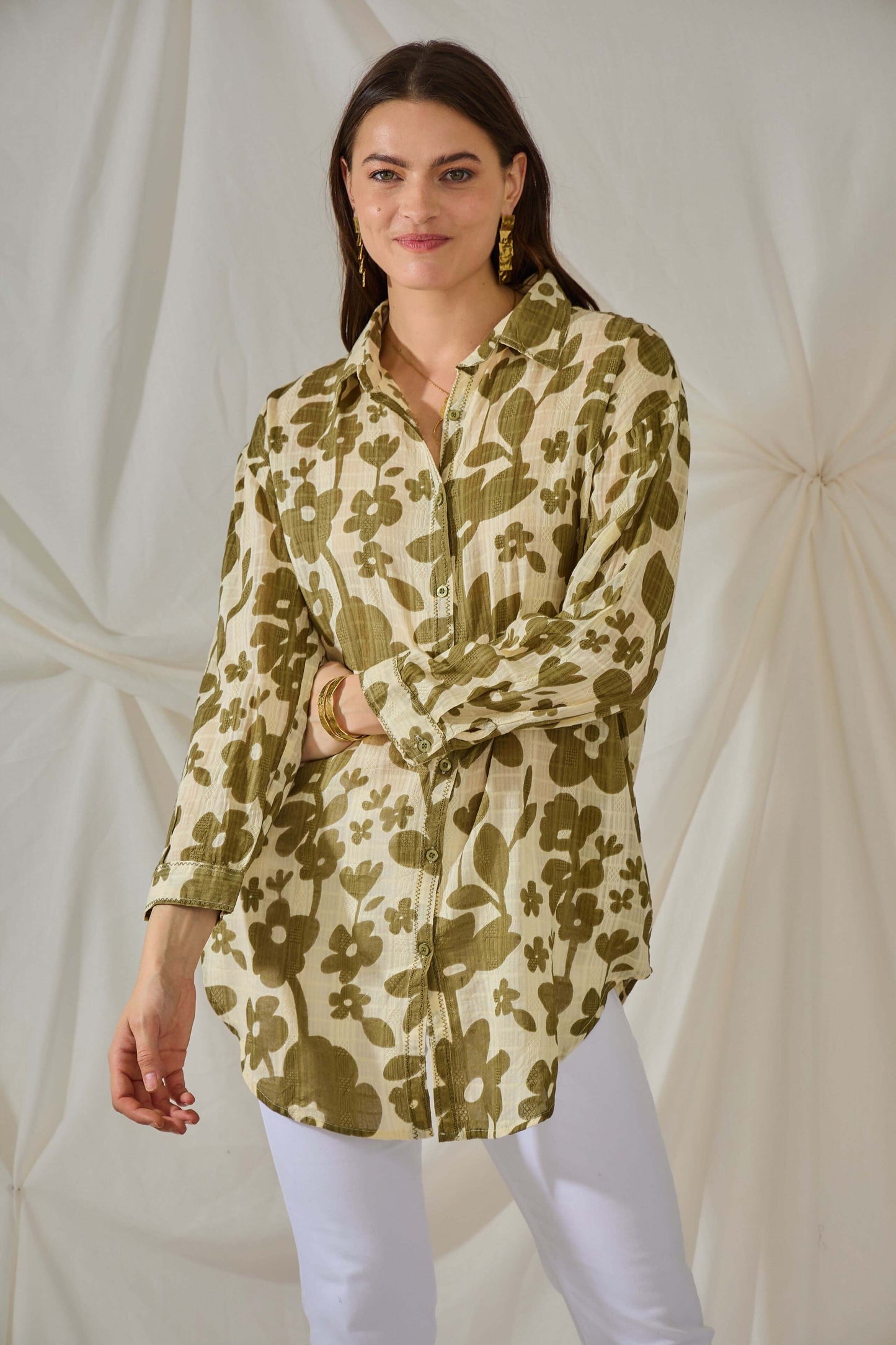 Chemise bohème en coton à motifs floraux - Orice