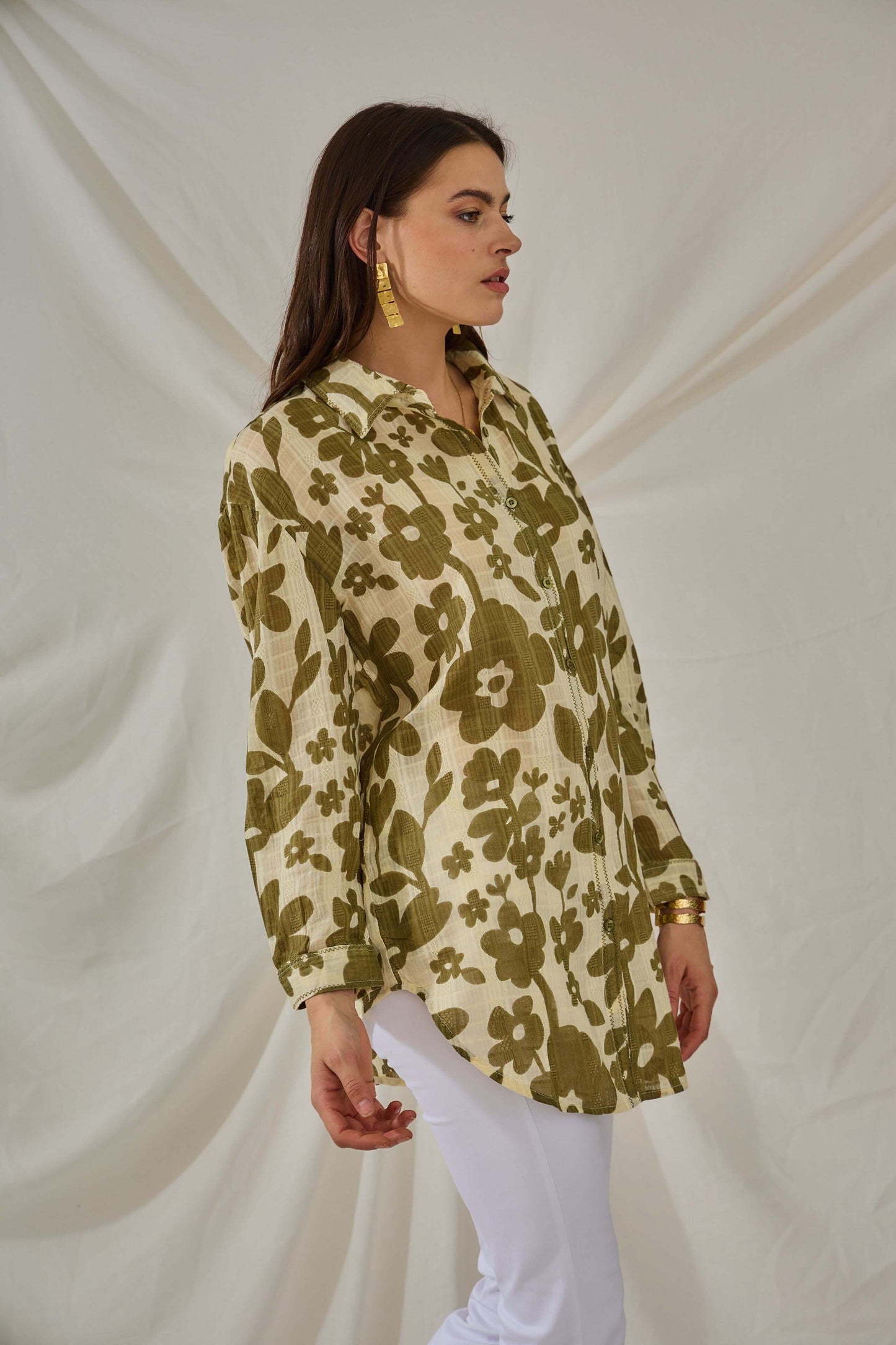 Chemise bohème en coton à motifs floraux - Orice