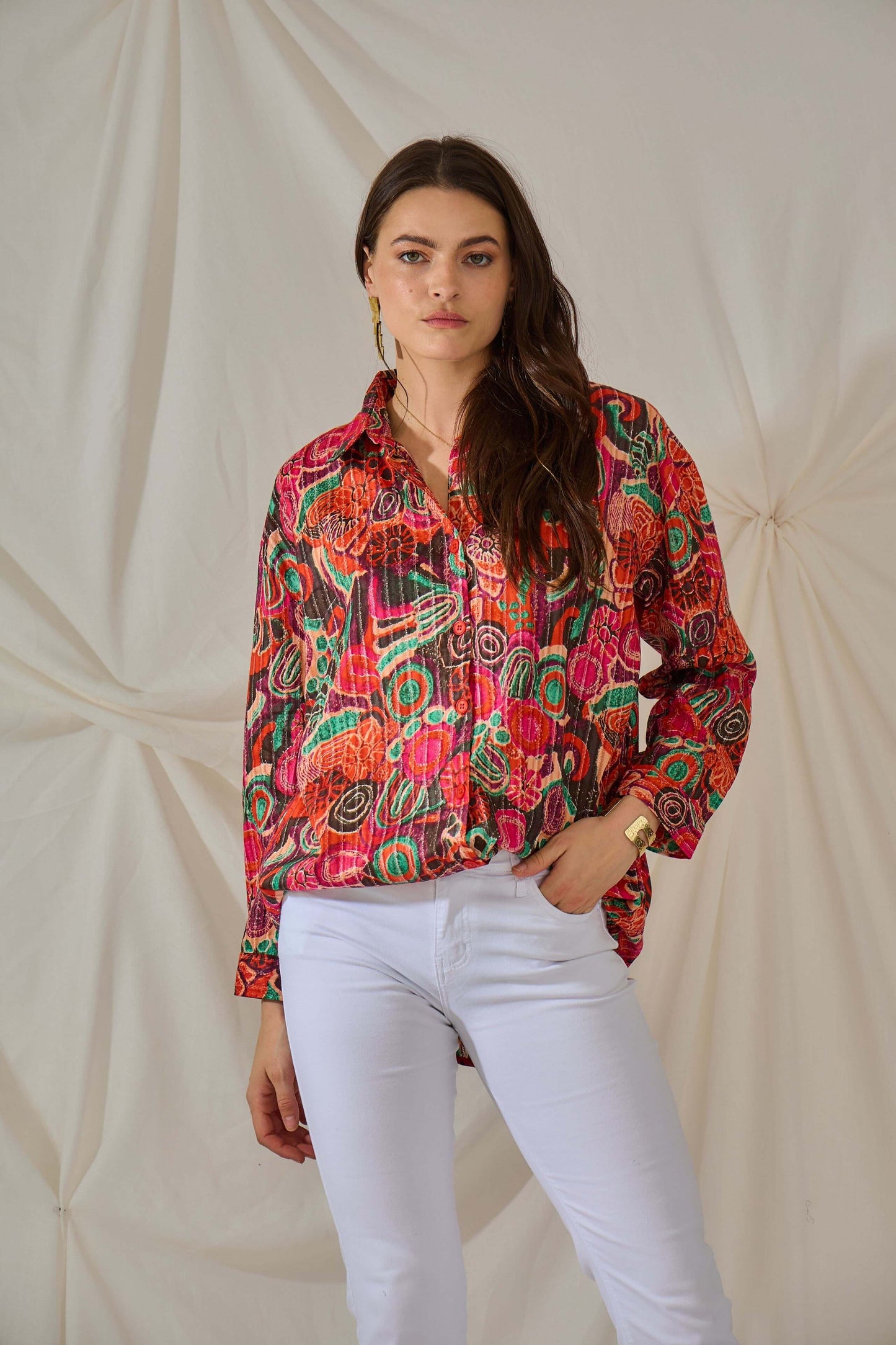 Chemise oversize à motifs - Coton