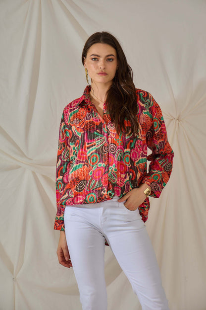 Chemise oversize à motifs - Coton