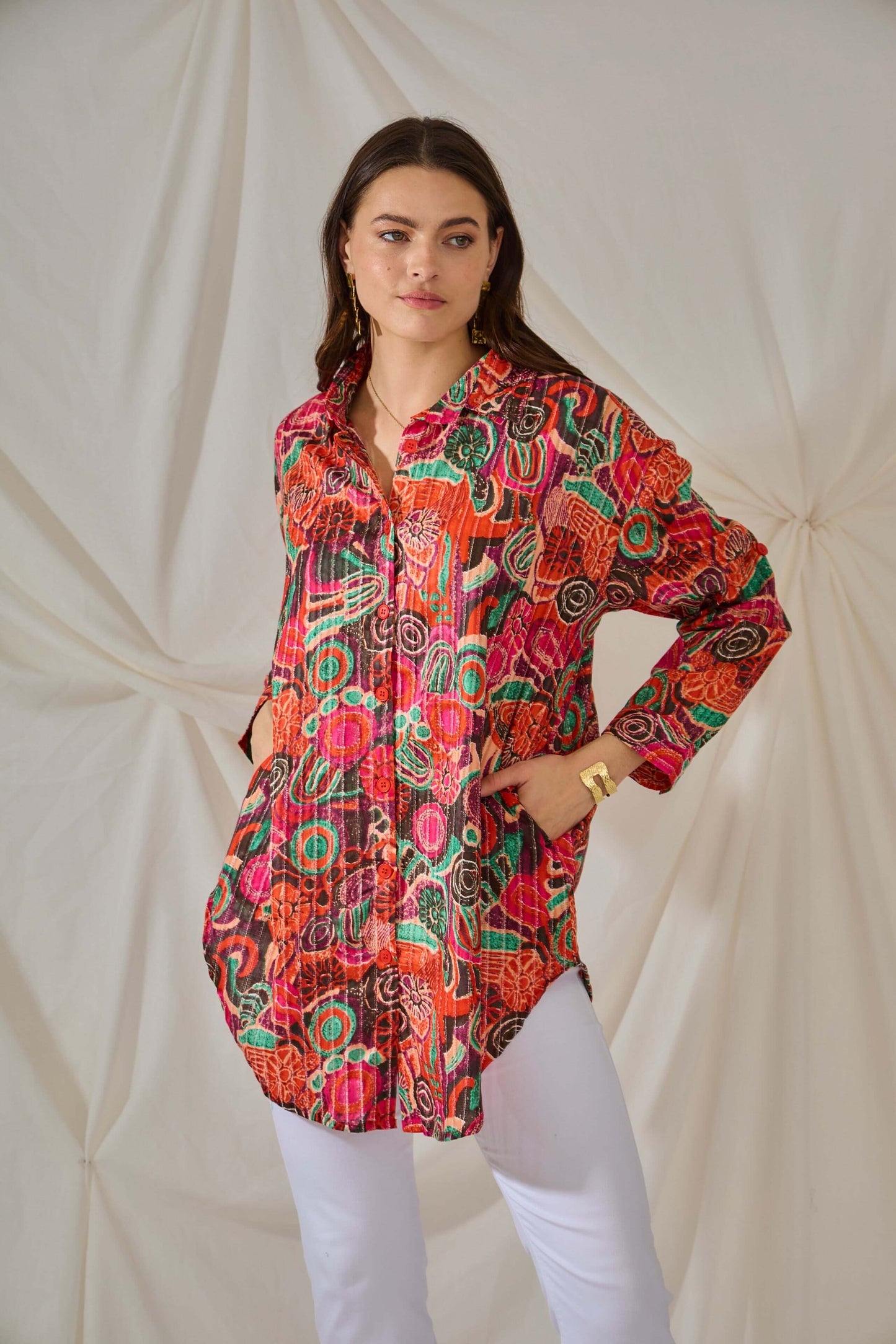 Chemise oversize à motifs - Coton