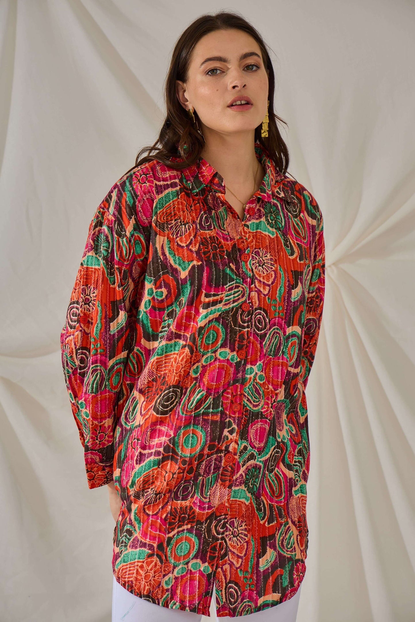 Chemise oversize à motifs - Coton