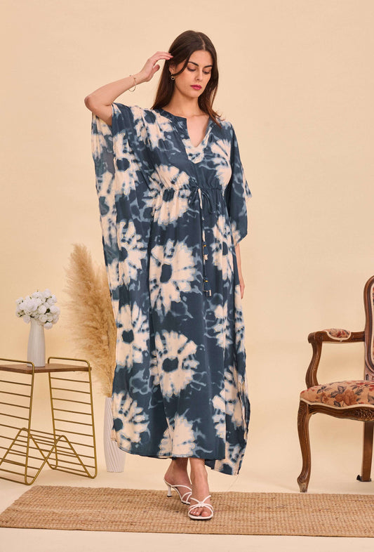Robe Abaya Tie and dye marine - Orice Paris