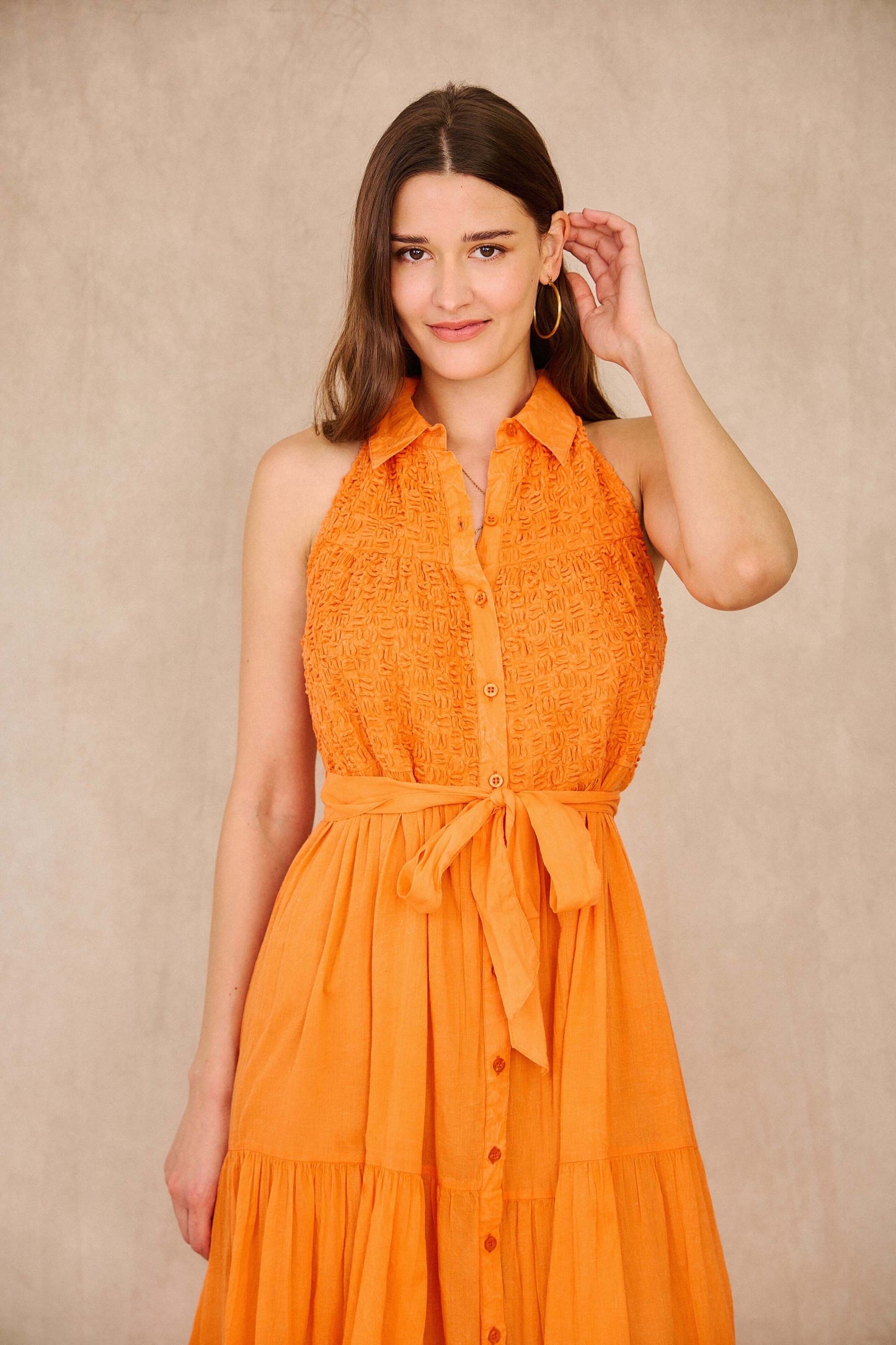 Robe chemise orange taille unique - Coton