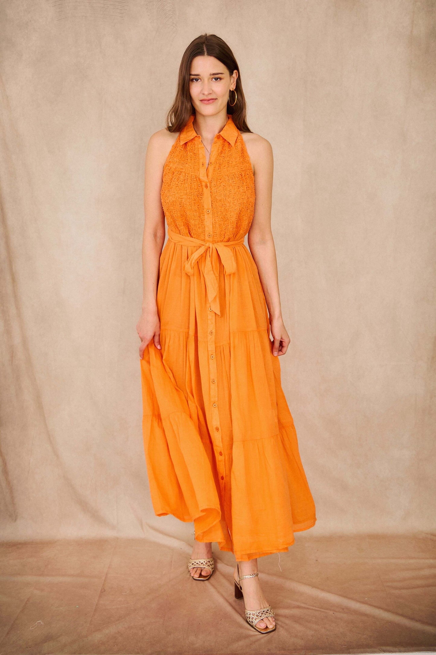 Robe chemise orange taille unique - Coton