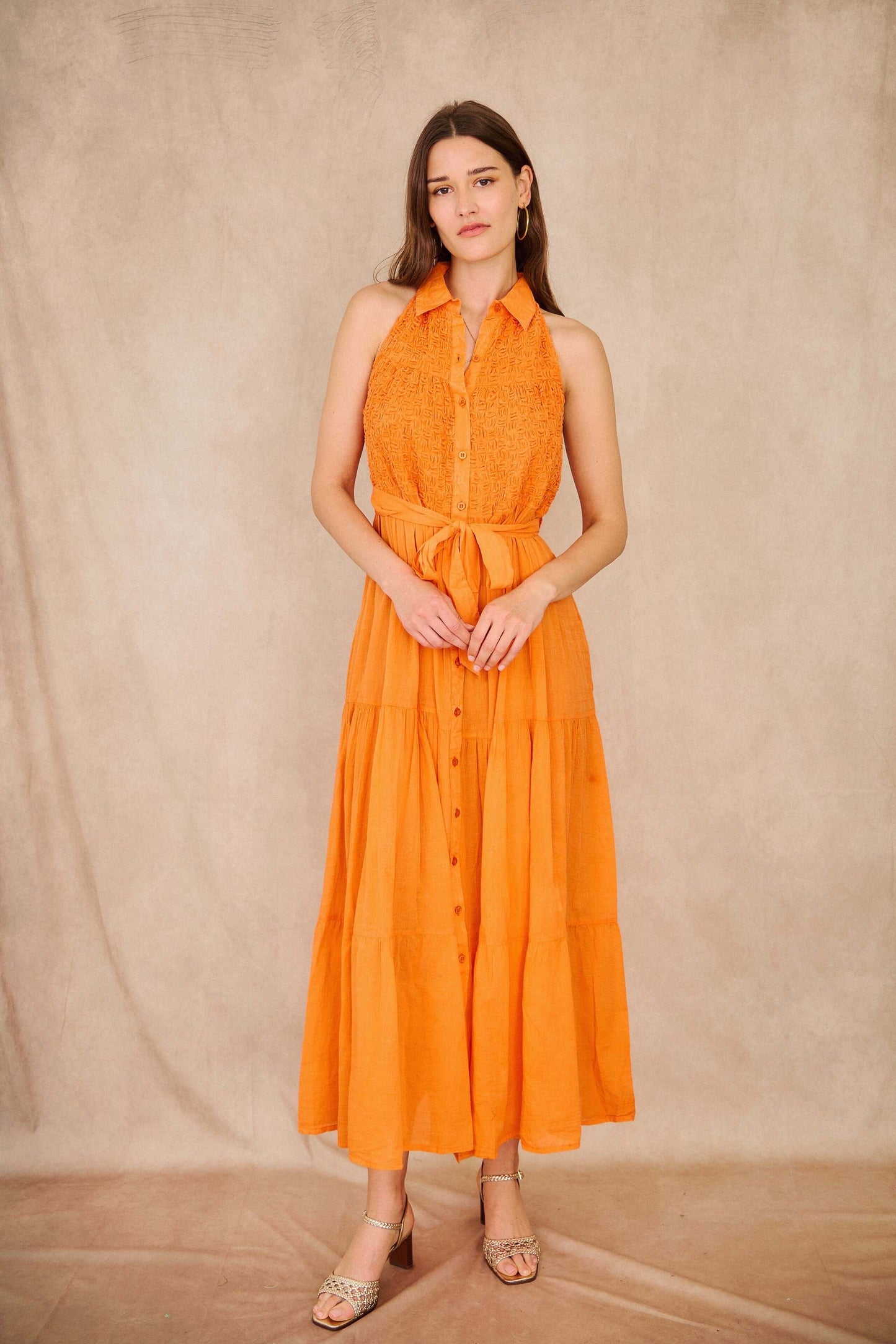 Robe chemise orange taille unique - Coton